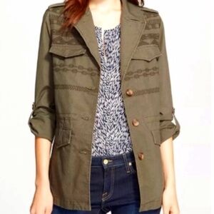 Joie Evandale Military Green Embroidered Jacket in size XS